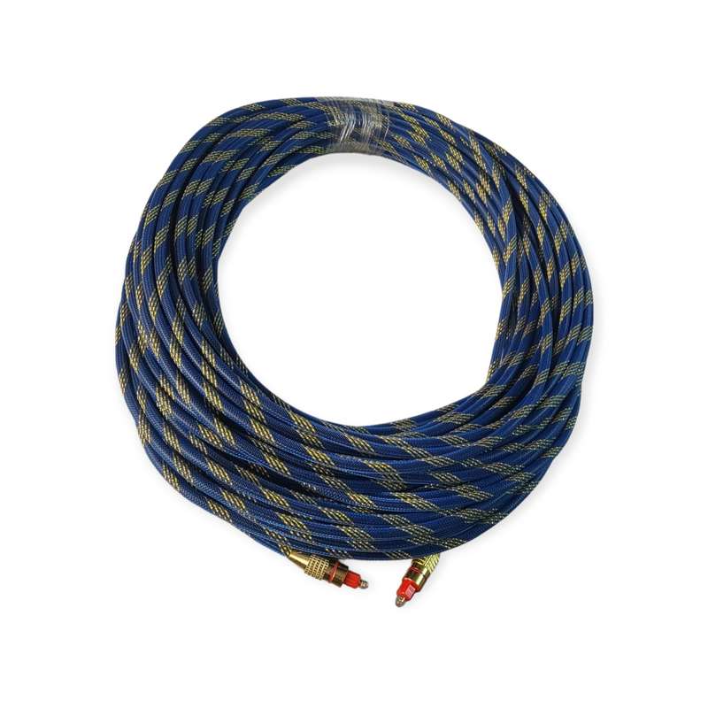 XF0091 OD6.0 Blue Mesh Gold Plated Fiber Toslink Optical Audio Cable 30M