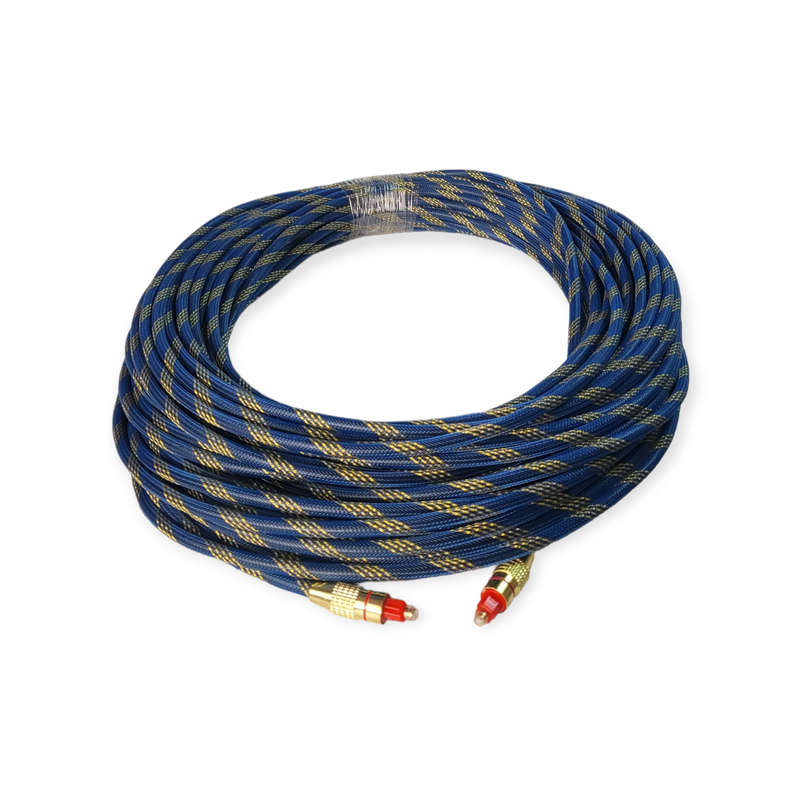 XF0091 OD6.0 Blue Mesh Gold Plated Fiber Toslink Optical Audio Cable 30M