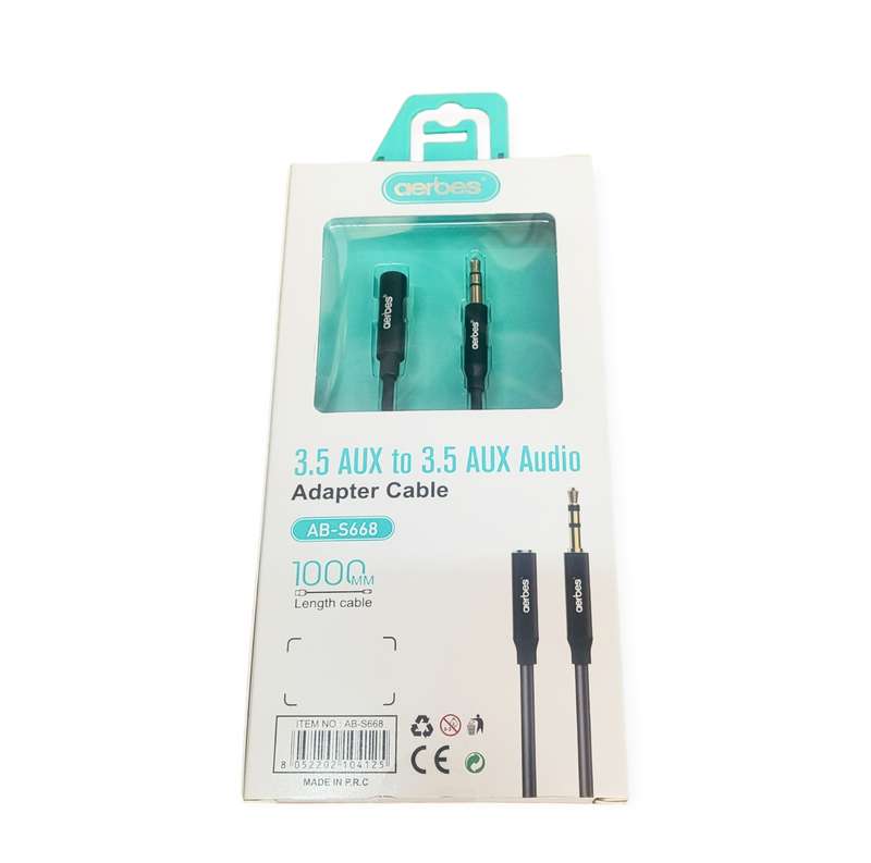 Aerbes AB-S668 3.5 mm Male Jack Aux Cable to 3.5mm Female Jack Aux Cable