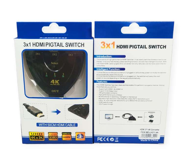 SE-LH3-1-4K HDMI Switch 3 in 1 Adapter Cable
