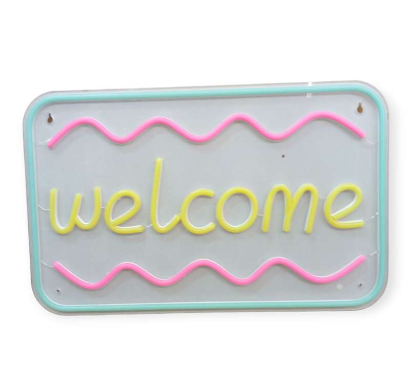 E-27 Welcome Backplate Neon Sign With 12V 2A Power Adapter