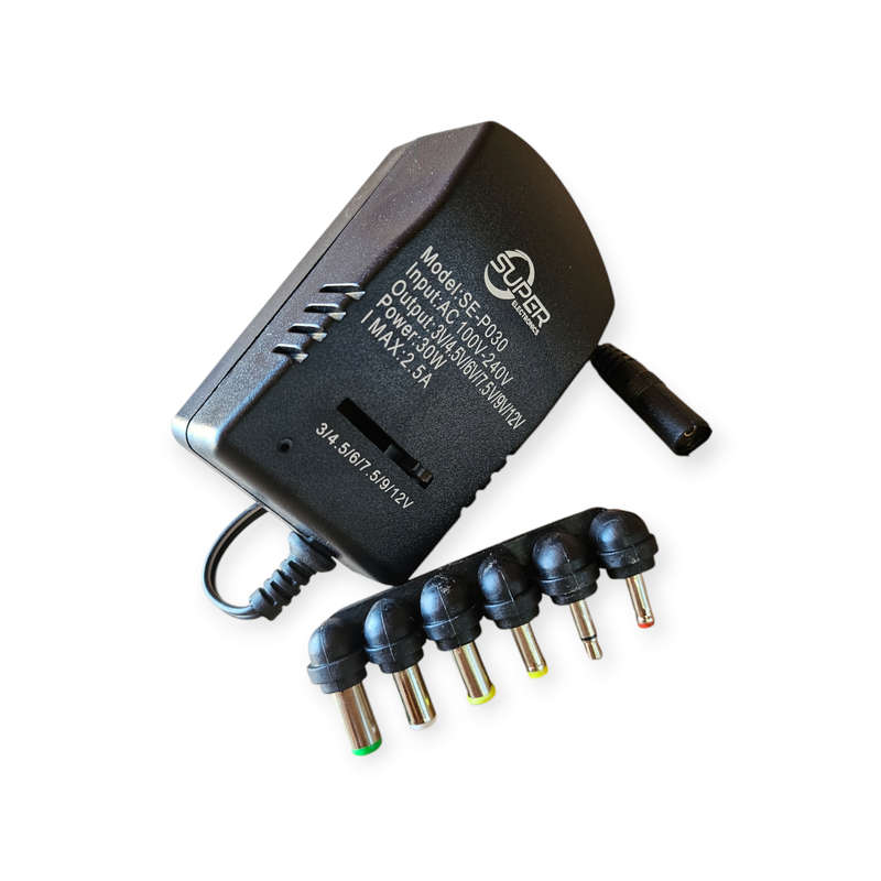 SE-P030 30W 3V-12V Adjustable Voltage Charging Power Adapter With 6 Connectors
