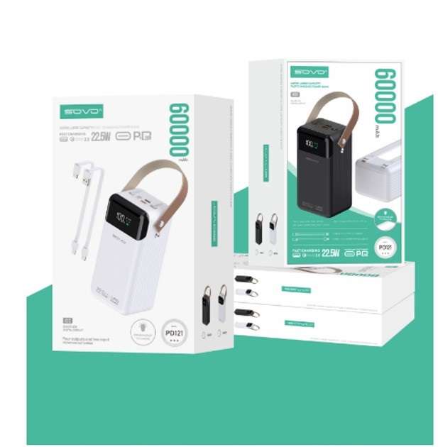 Sovo PD121 Power Bank Fast Charging QC3.0 60000mah With PD Port 22.5W
