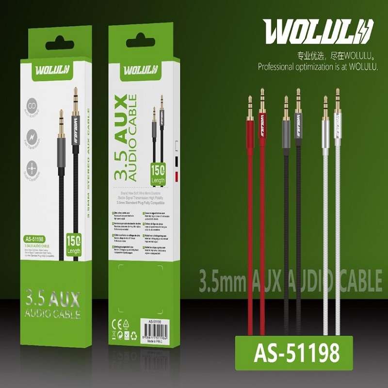 Wolulu AS-51198 Male 3.5mm Aux Cable 1.5m