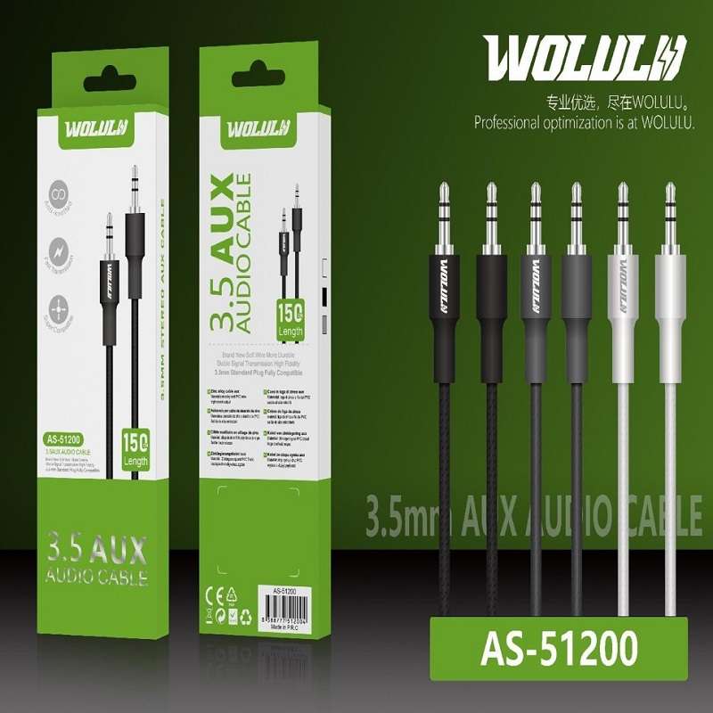 Wolulu AS-51200  Auxiliary Cable 3.5mm 1.5m