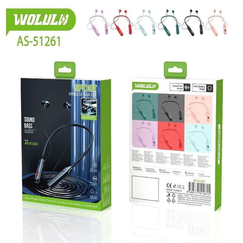Wolulu AS-51261 Wireless Bluetooth Neck Sports Earphone