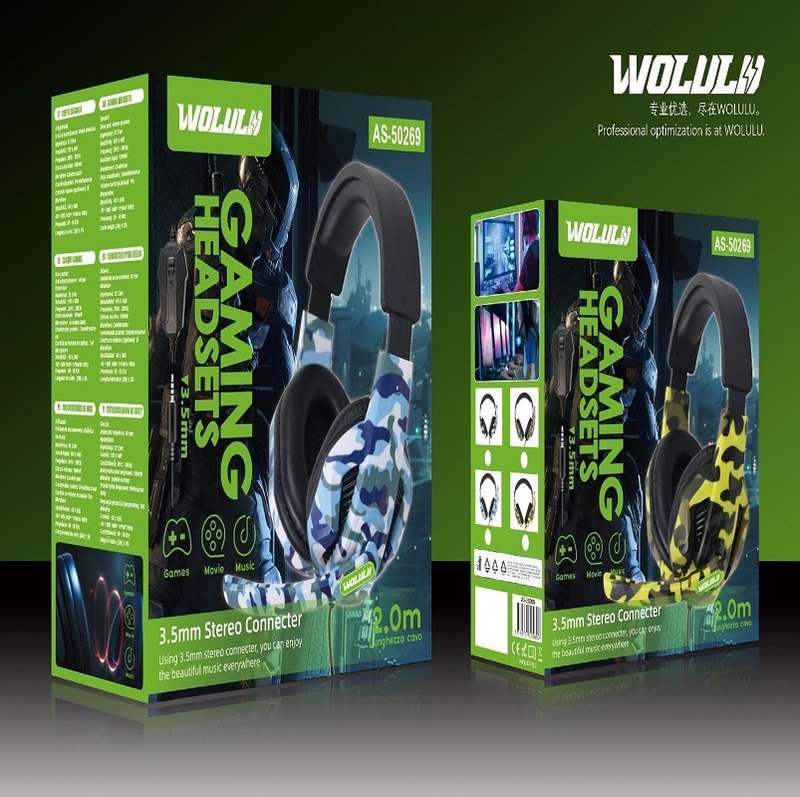 Wolulu AS-51269 Wired Noise Cancelling 3.5mm Gaming Headset With Microphone