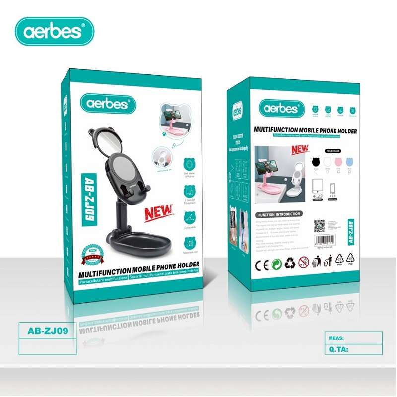 Aerbes AB-ZJ09 Foldable Desktop Adjustable Phone Holder With Mirror