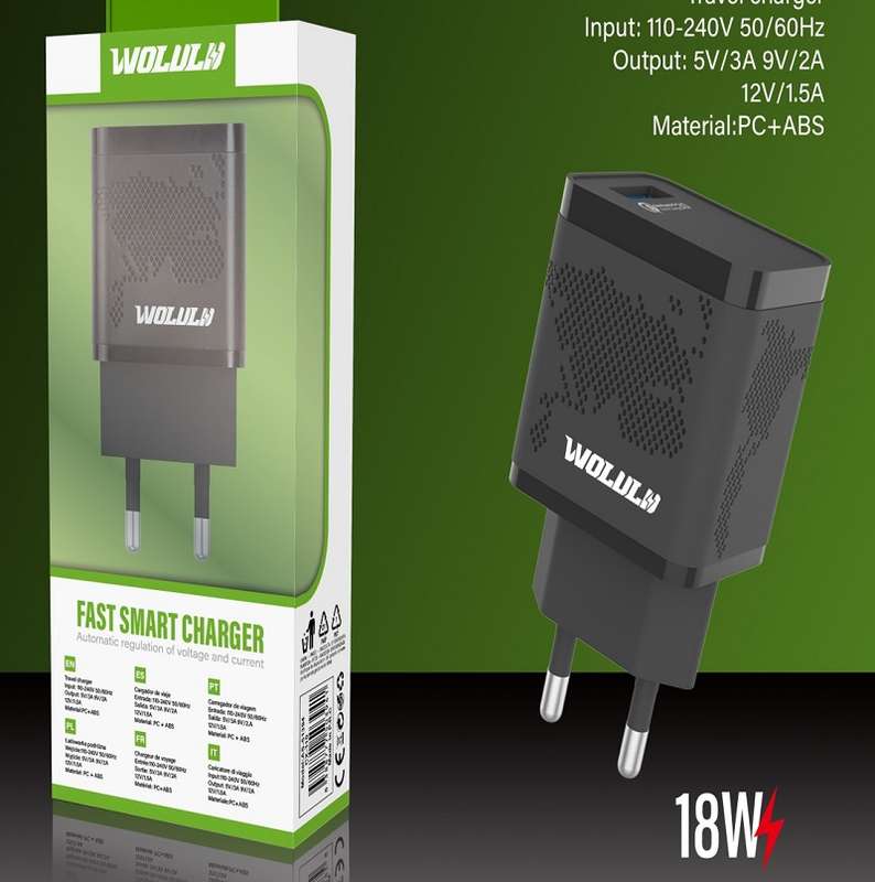 Wolulu AS-51394 QC3.0 USB Wall Charger 18W