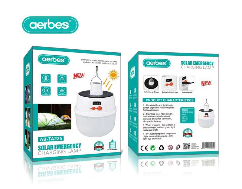 Aerbes AB-TA225 Multifunctional Rechargeable Outdoor Solar Camping Light