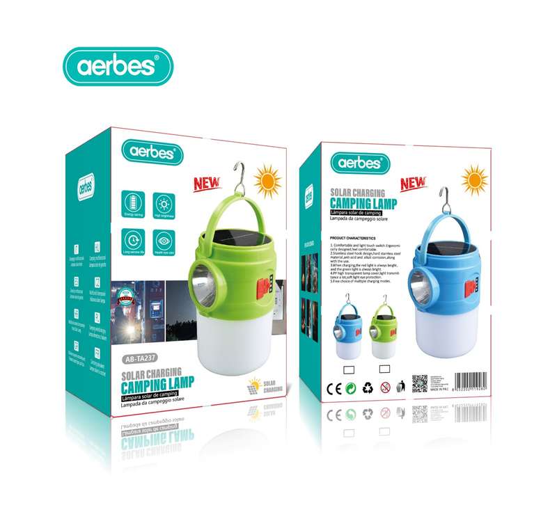 Aerbes AB-TA237 Solar Powered Hanging Camping Light With Torch