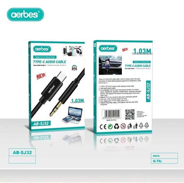 Aerbes AB-SJ32 Type C to 3.5mm Audio Cable 1.03m