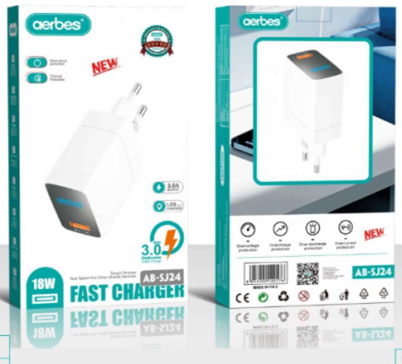 Aerbes AB-SJ24  QC3.0 USB Charger With LED Light 18W