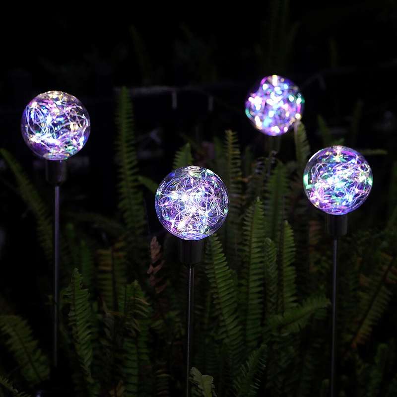 FA-LC72C Solar Powered Copper Wire Ball Garden Light RGB 2Pcs