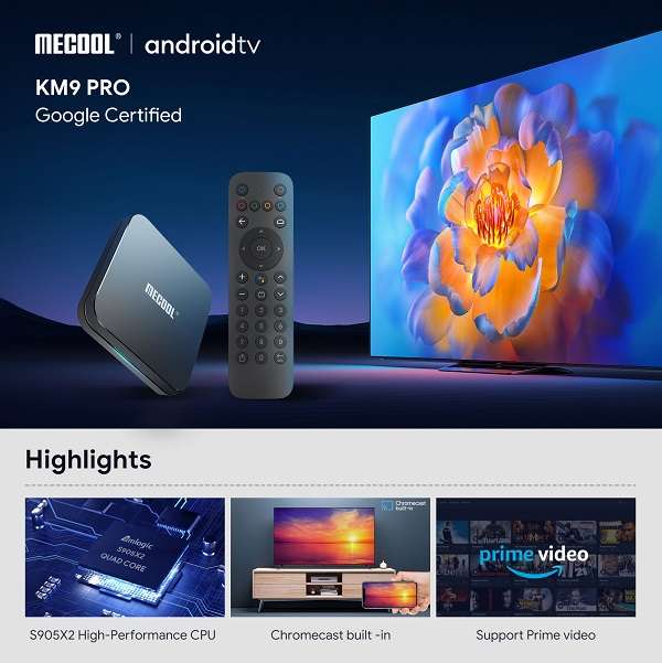 KM9 Pro MeCool Android TV Box 2gb + 16gb