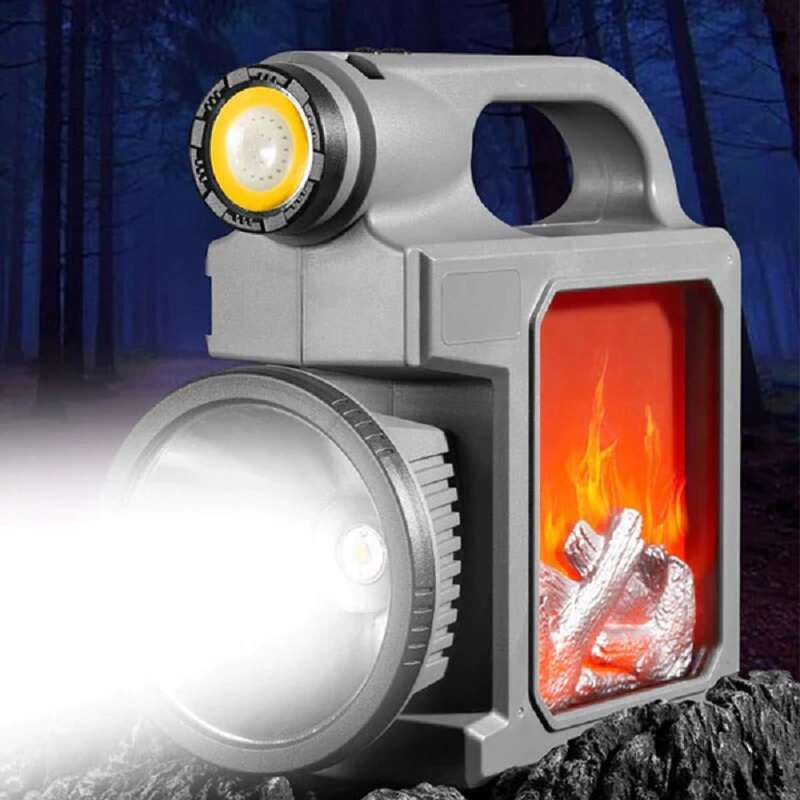 FA-W5106A Solar Powered Large Outdoor Hand Lamp White, Warm White, Red Light Flame Lamp