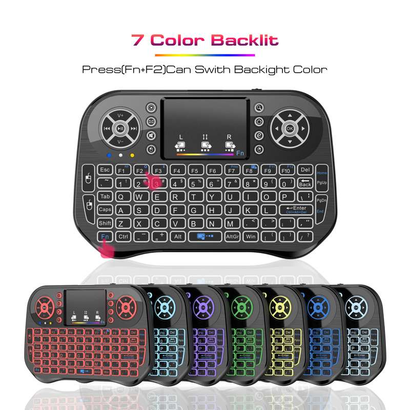 XF0603 Dual Mode Mini 2.4G Backlit Wireless &amp; Bluetooth Keyboard Touchpad For PC TV Box