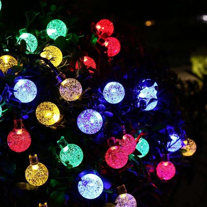 FA-807C Solar Powered Garden Bubble String With Hooks  RGB Lights 10 Bulbs 5 Modes
