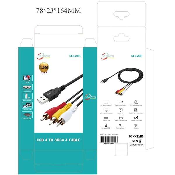 SE-L208 USB To 3RCA Male AV Cable