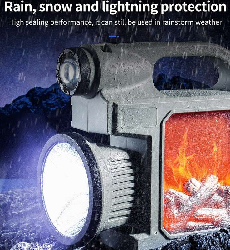 FA-W5106A Solar Powered Large Outdoor Hand Lamp White, Warm White, Red Light Flame Lamp