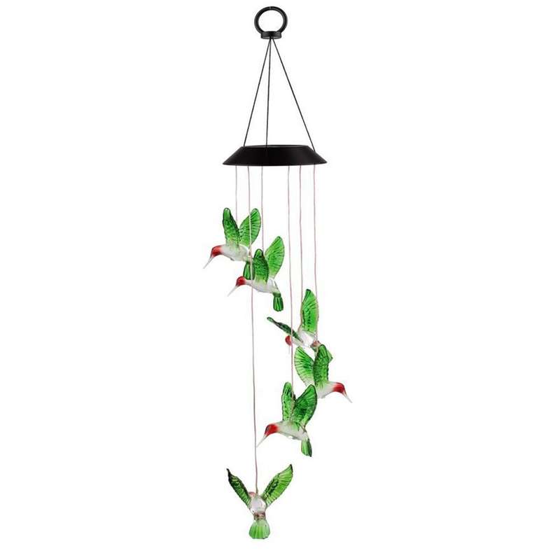 FA-067 Solar Powered Humming Bird  Wind Chime Garden Light Multicoulor