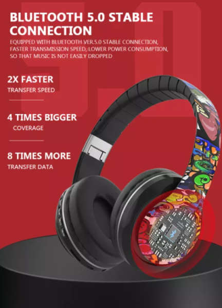 DR-46 Graffiti Bluetooth Foldable Headphones