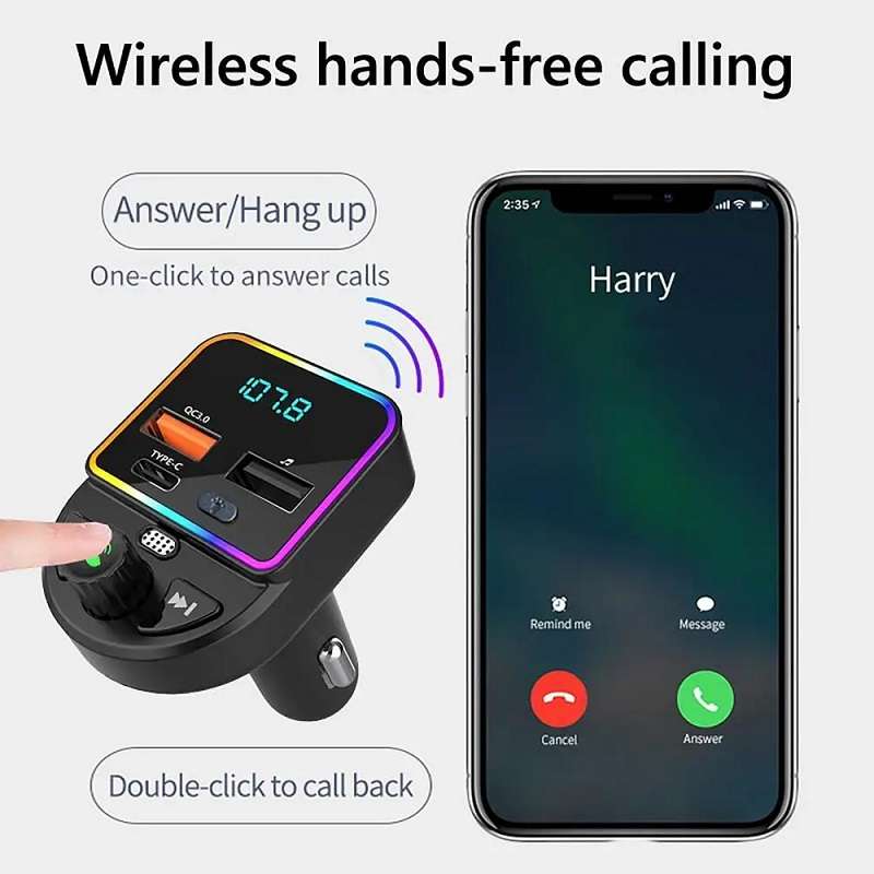 Aerbes AB-CZ05 Multifunctional Wireless Car RGB MP3 Player, FM Transmitter