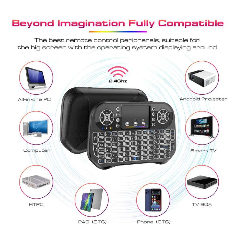 XF0603 Dual Mode Mini 2.4G Backlit Wireless &amp; Bluetooth Keyboard Touchpad For PC TV Box