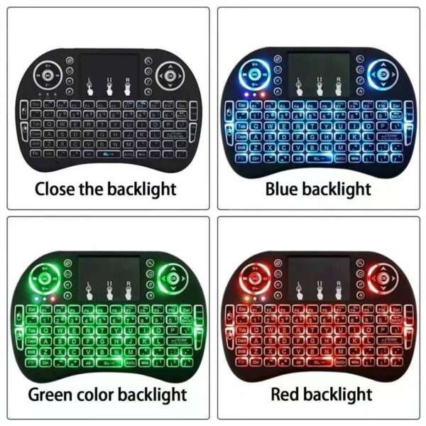 I8 Mini Wireless Keyboard Rechargeable LED Backlit Air Mouse