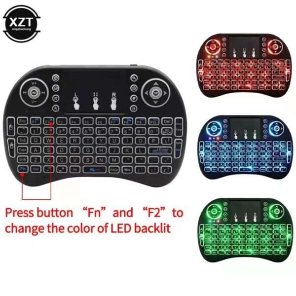 I8 Mini Wireless Keyboard Rechargeable LED Backlit Air Mouse