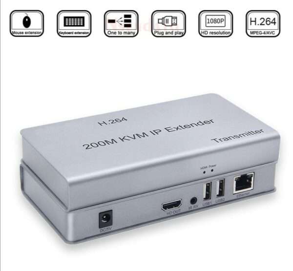 HDMI 200M USB HD KVM IP Extender For USB Keyboard Mouse Laptop PC To Monitor