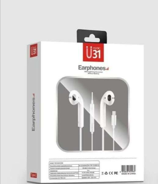 U31 USB Stereo Type C In-Ear Music Earphones With Built-in Microphone