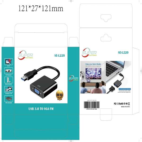 Super Electronics SE-L220 USB To VGA Adapter Cable