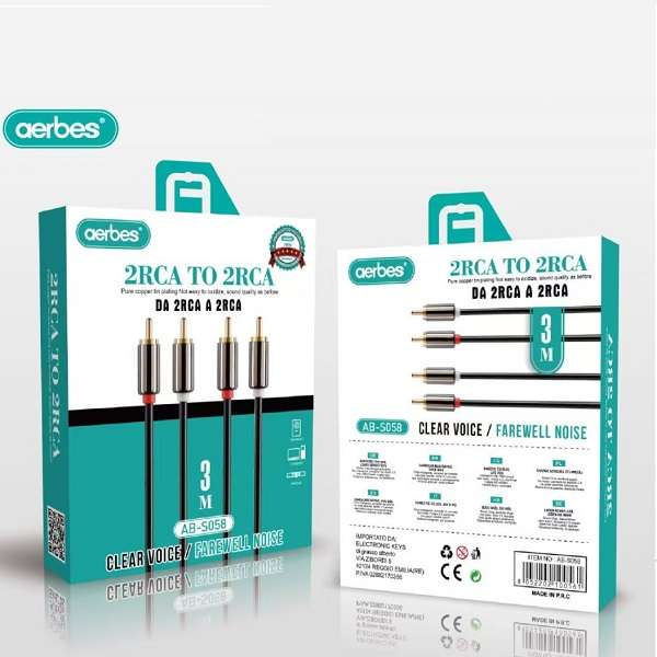 Aerbes AB-S058 2RCA to 2RCA Cable Audio Cable 3M