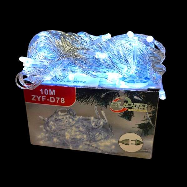 SE ZYF-D78 10M White LED Inter-Connecting Clear Cable Fairy Light