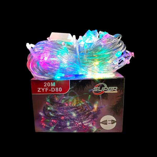 ZYF-D80 20M RGB LED Inter-connecting Clear Cable String Fairy Light