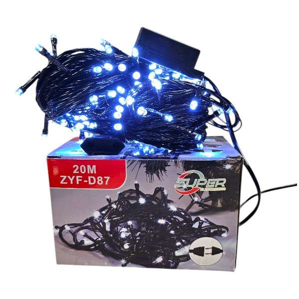 ZYF-D87 LED 20M White Inter-Connecting Black Cable Fairy Light