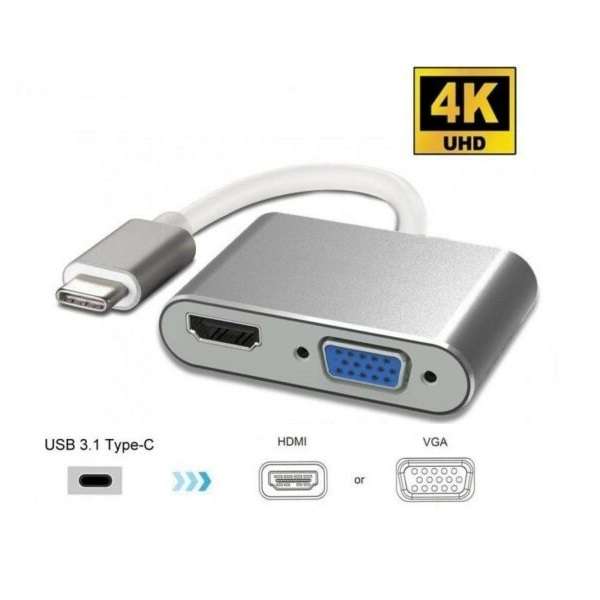 Type C Male To HDMI And VGA Female Adapter Cable