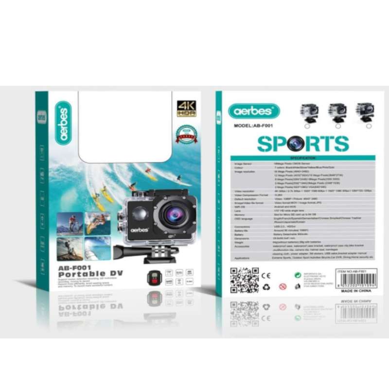 Aerbes AB-F001 Waterproof Sports Full HD 4K Wifi Camera With Remote Control
