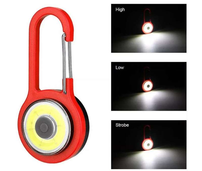 FA-168 Mini COB LED Carabiner Keyring Flashlight 24PCS