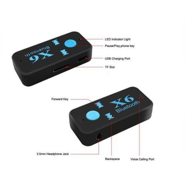 BT-X6 Bluetooth 5.0+DVR Stereo Audio Receiver Aux With 3.5mm Jack Car Receiver