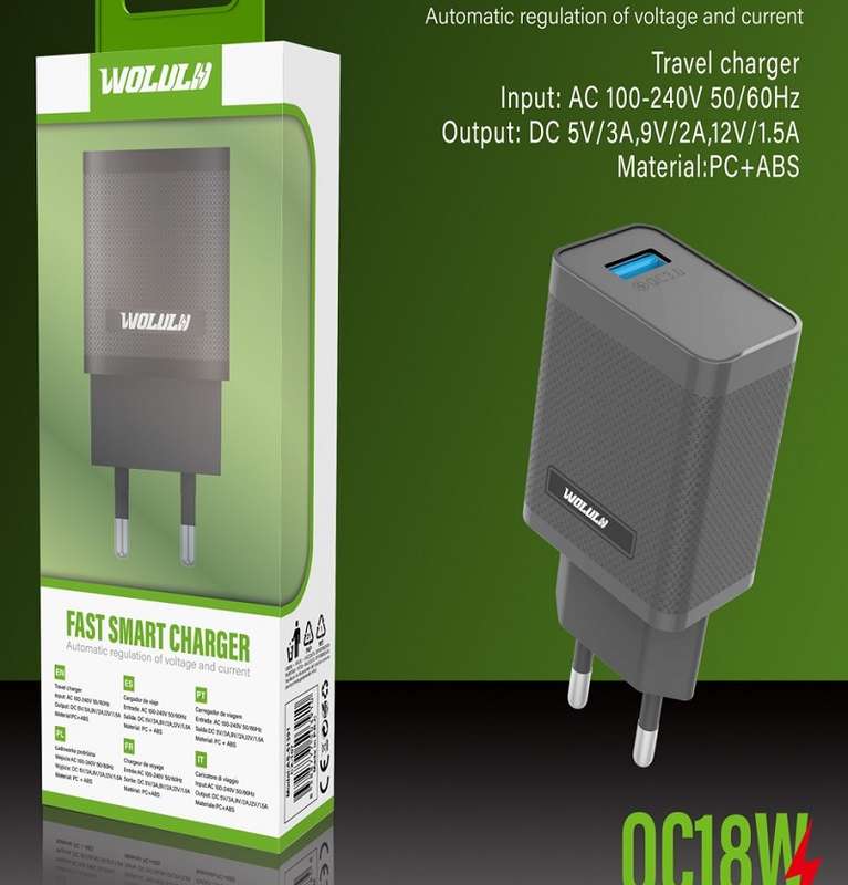 Wolulu AS-51391 QC3.0 USB Quick Charger 18W