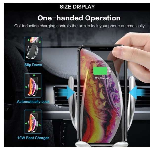 Aerbes AB-SJ15 QI Wireless Car Charger And Phone Holder With 360° Rotation