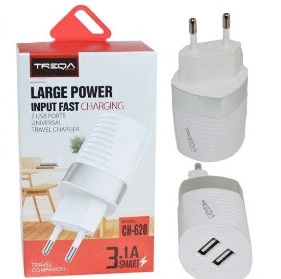 Treqa CH-620 Dual USB Port Wall Plug 3.1A