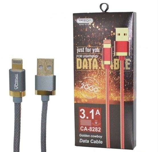 Treqa CA-8282 Golden Cowboy Lightning USB Cable 3.1A 2M