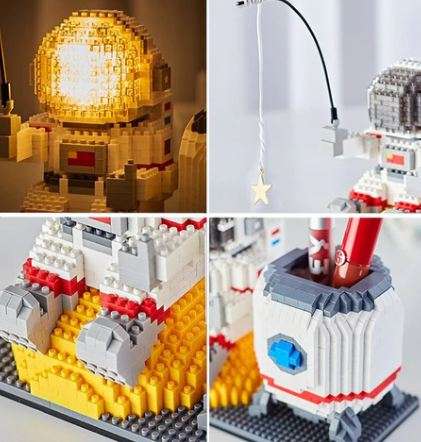 6903 Starfish  Astronaut Pen Holder Bricks With LED Light 1588pcs
