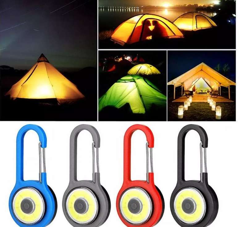 FA-168 Mini COB LED Carabiner Keyring Flashlight 24PCS