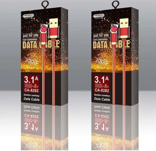 Treqa CA-8282 Golden Cowboy Lightning USB Cable 3.1A 2M
