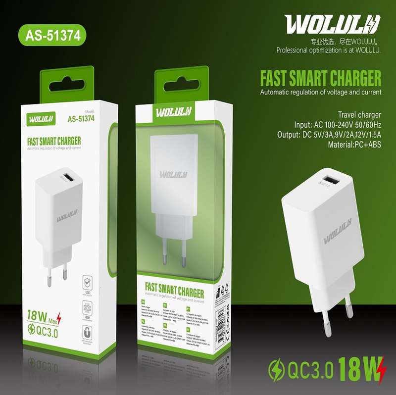 Wolulu AS-51374 USB Wall Charger QC3.0 18W