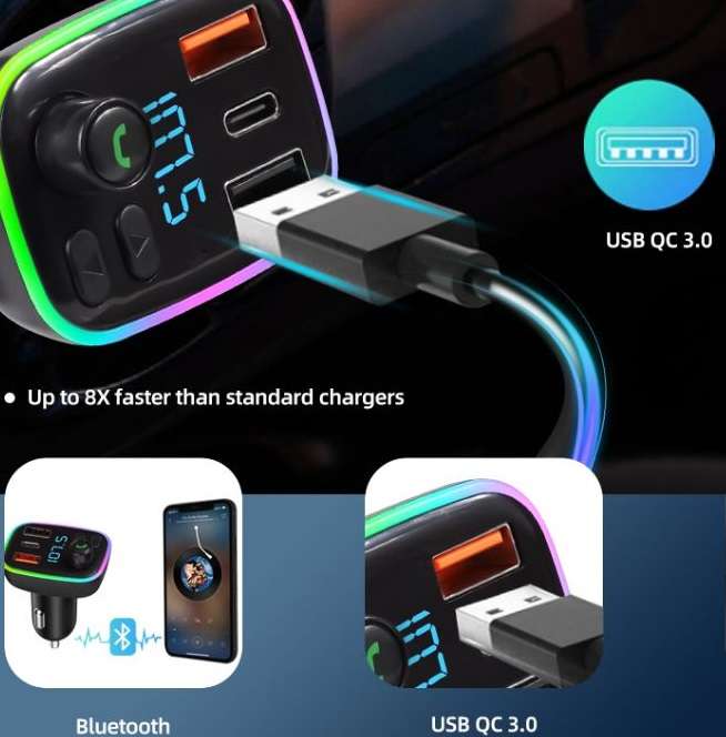 MP3-2 Car FM Modulator And MP3 Player with 2USB + PD Fast Charging